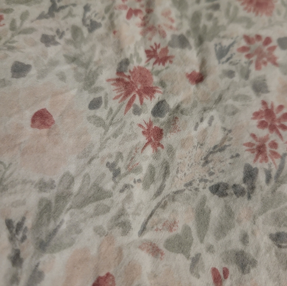 Lauren Ralph Lauren Queen Flat Sheet Pink Gray Floral Cotton - Picture 2 of 6